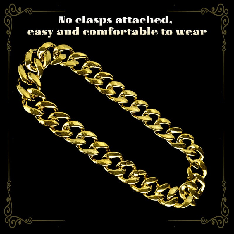 PinCute Men's Chunky Gold Necklace, 32 inches Fake Hip Hop Gold Chain, Plastic Rapper Big Gold Chain 80s 90s Fake Gold Necklace Costume Accessory(Width 1.37inches) - Image 5